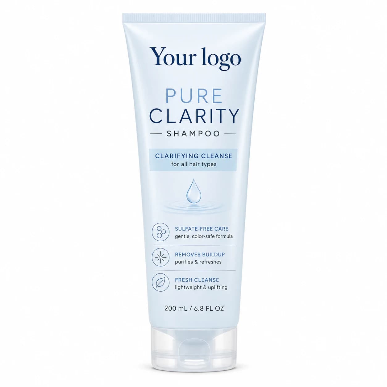 YOUR LOGO private-label pure clarity clarifying shampoo packaging concept, 200 mL / 6.8 fl oz