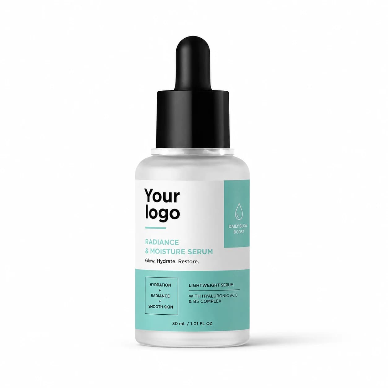 YOUR LOGO private-label radiance & moisture serum packaging concept, 30 mL / 1.01 fl oz