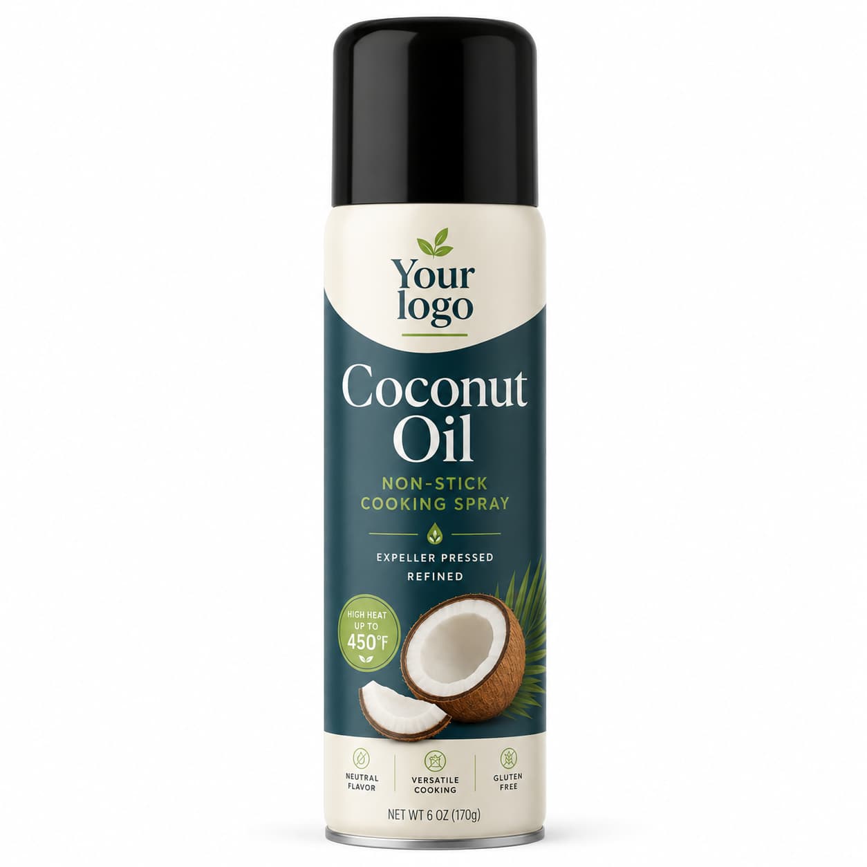 Your Logo refined coconut spray oil packaging reference