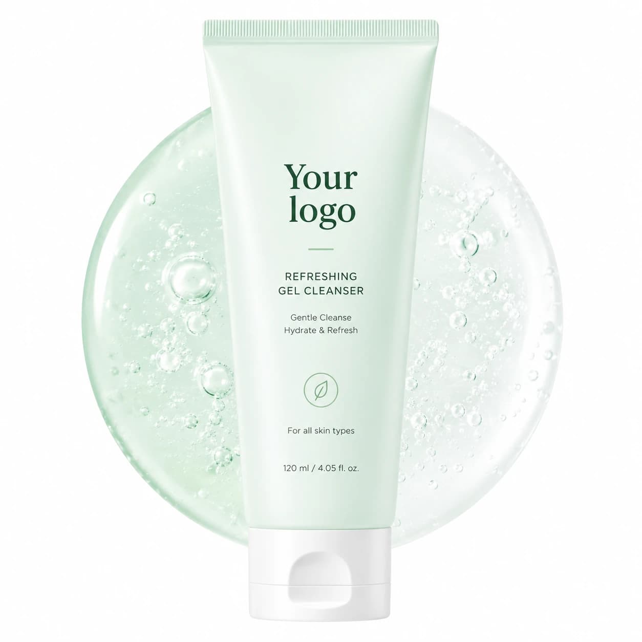 Your Logo refreshing hydrating gel facial cleanser tube, 120 mL
