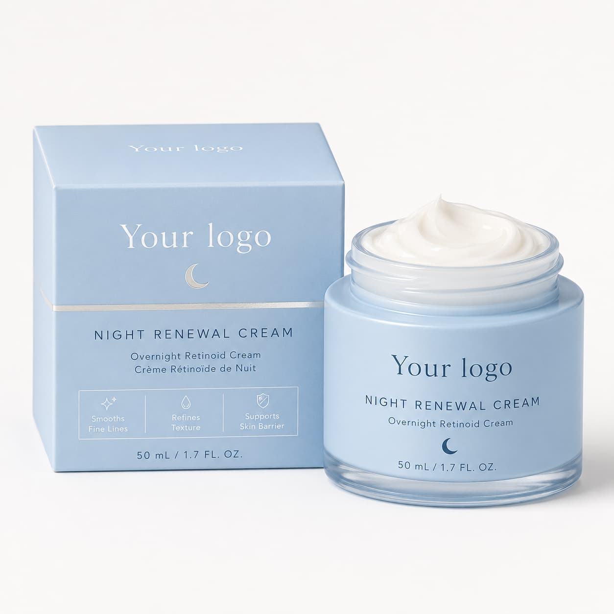 Your Logo retinoid night renewal cream packaging reference