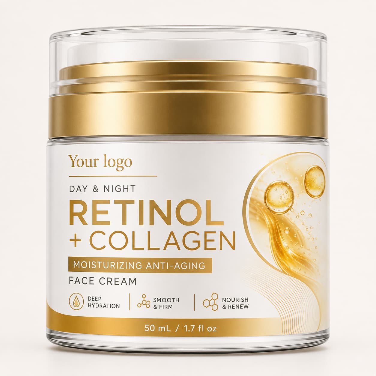 Your Logo retinol and collagen day and night face cream packaging reference