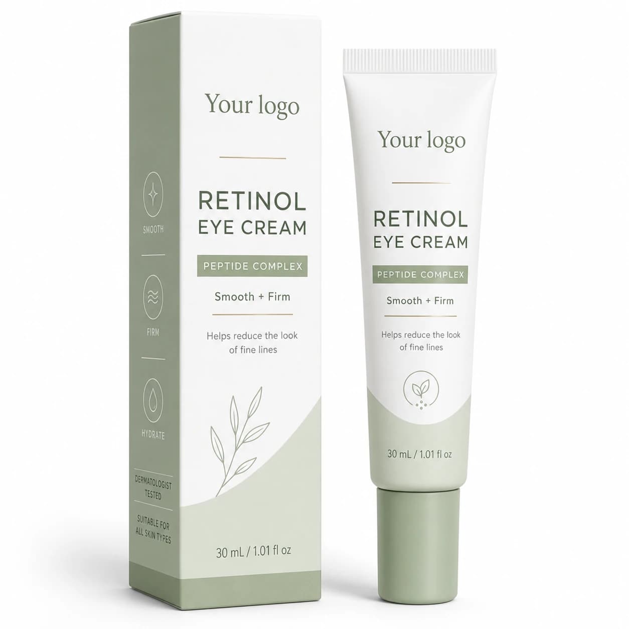 Your Logo retinol peptide firming eye cream pump bottle, 30 mL