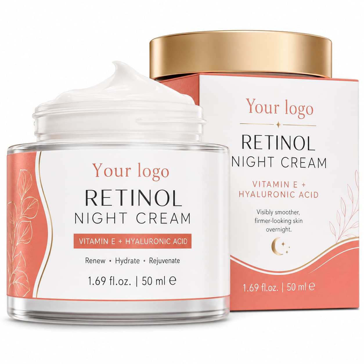 Your Logo retinol renewal night cream packaging reference