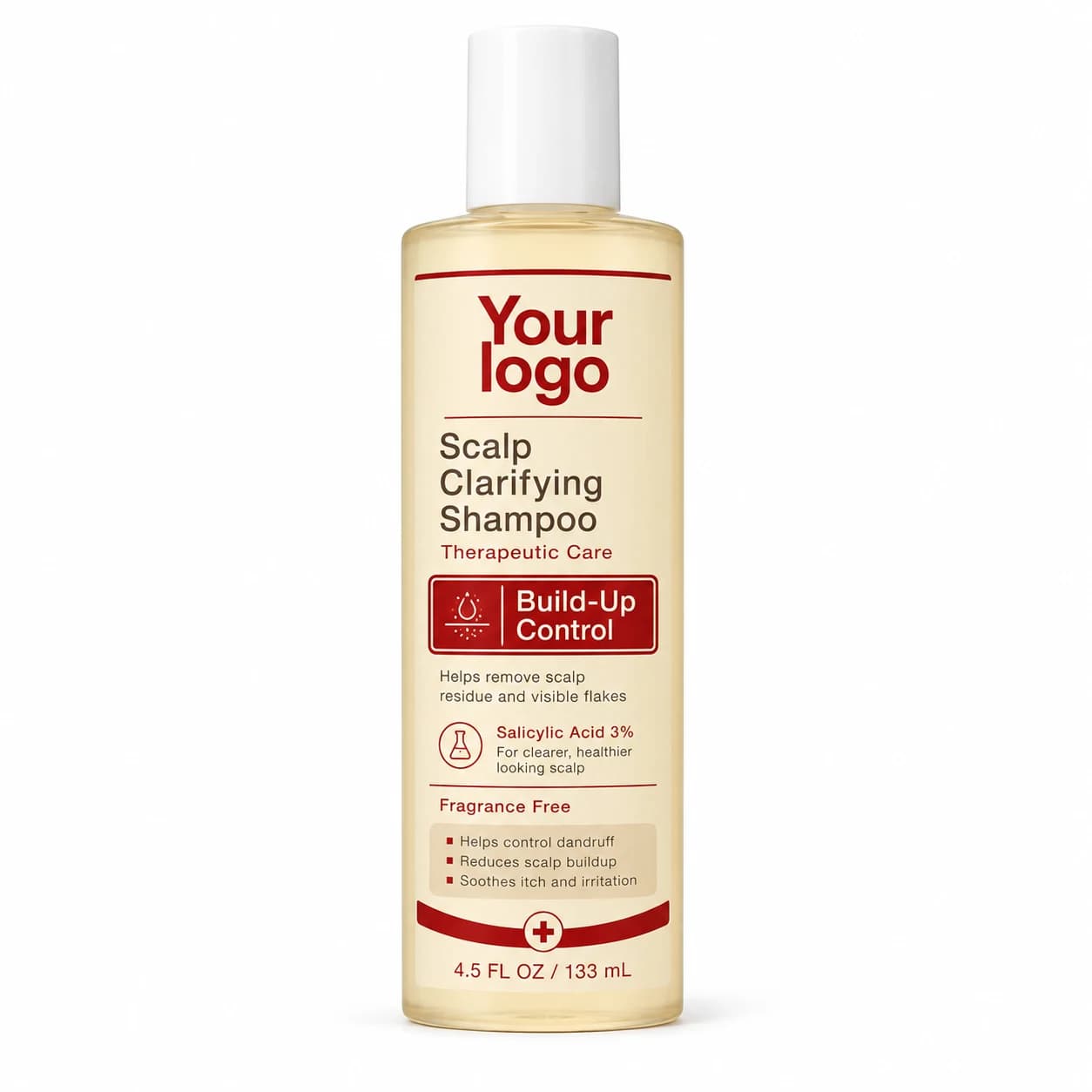 YOUR LOGO private-label salicylic acid 3% scalp clarifying shampoo packaging concept, 133 mL / 4.5 fl oz