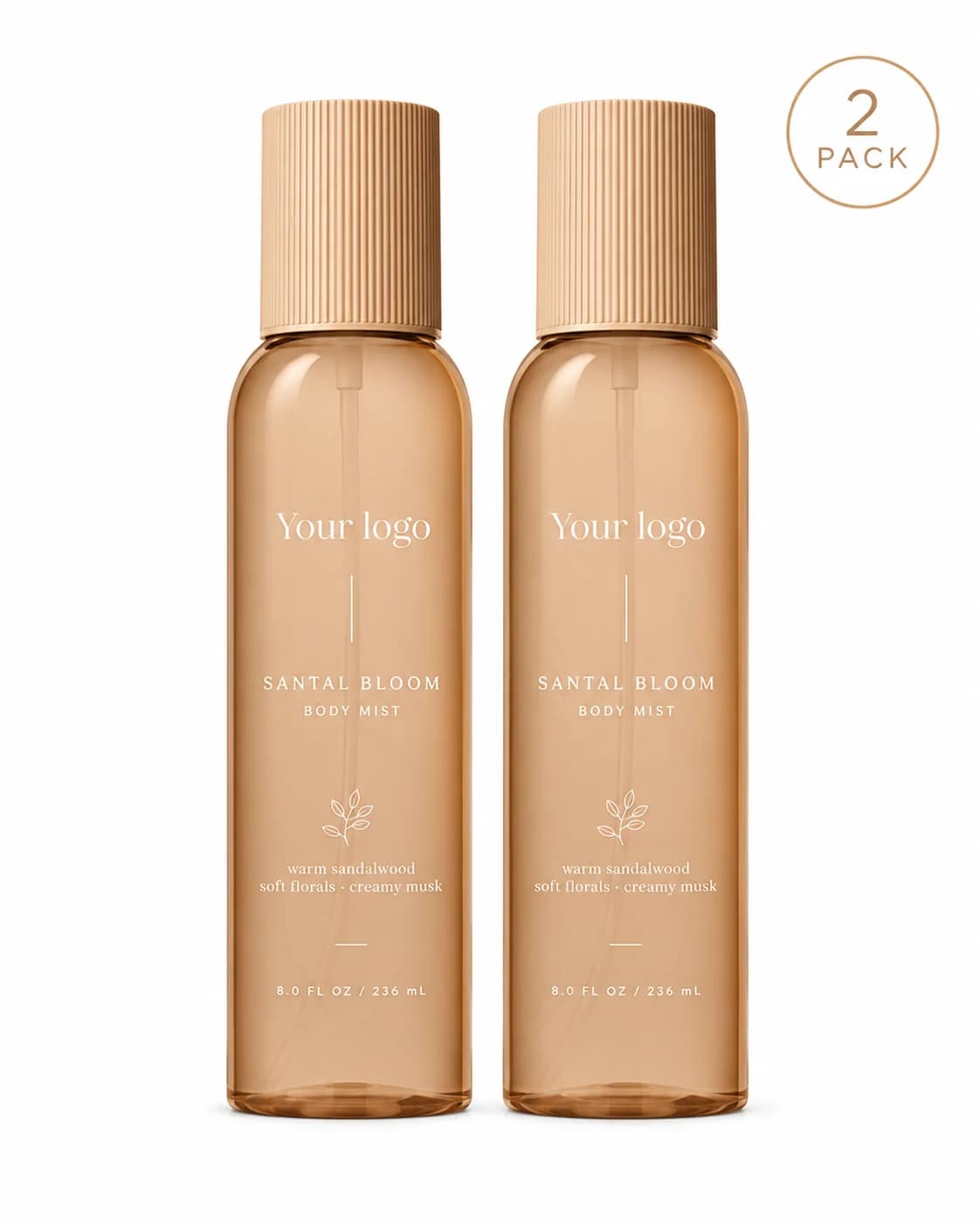 Your Logo santal bloom body mist 2-pack packaging reference