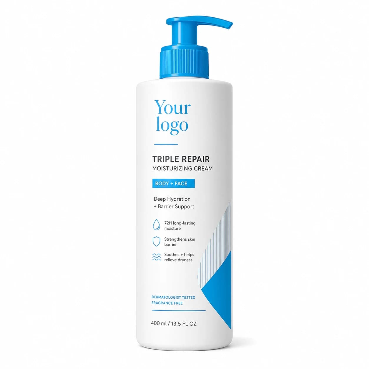 YOUR LOGO private-label triple repair moisturizing cream packaging concept, 400 mL / 13.5 fl oz
