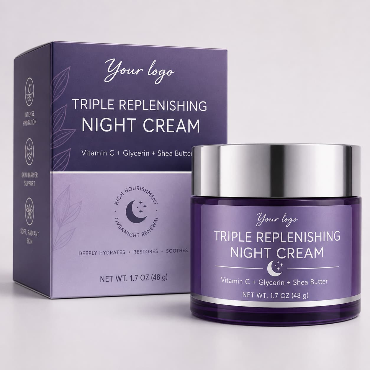 Your Logo triple replenishing vitamin c night cream packaging reference