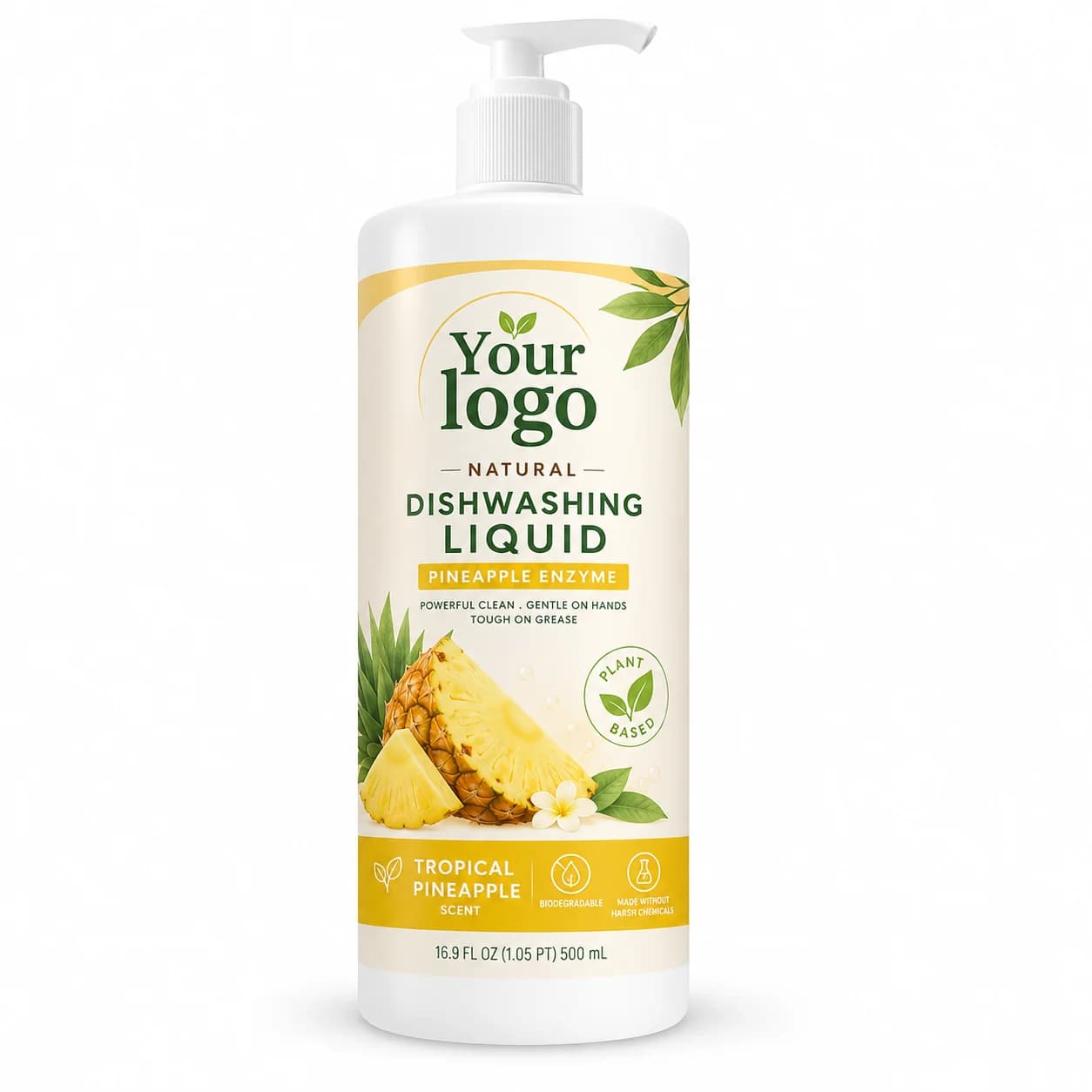 Your Logo tropical pineapple vegetable dish soap packaging reference