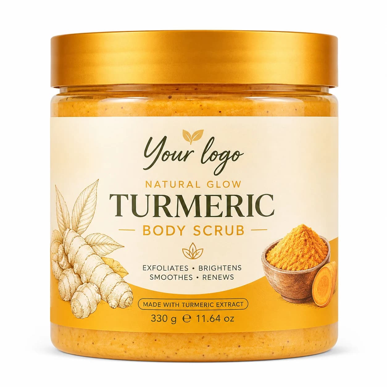 Your Logo turmeric and vitamin c body scrub packaging reference