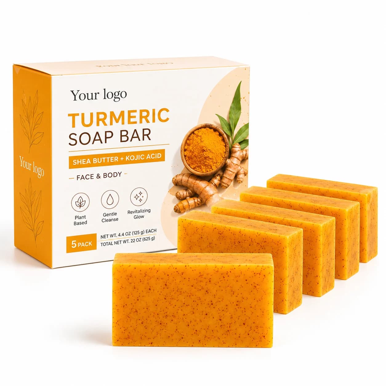 Your Logo turmeric kojic acid soap packaging reference