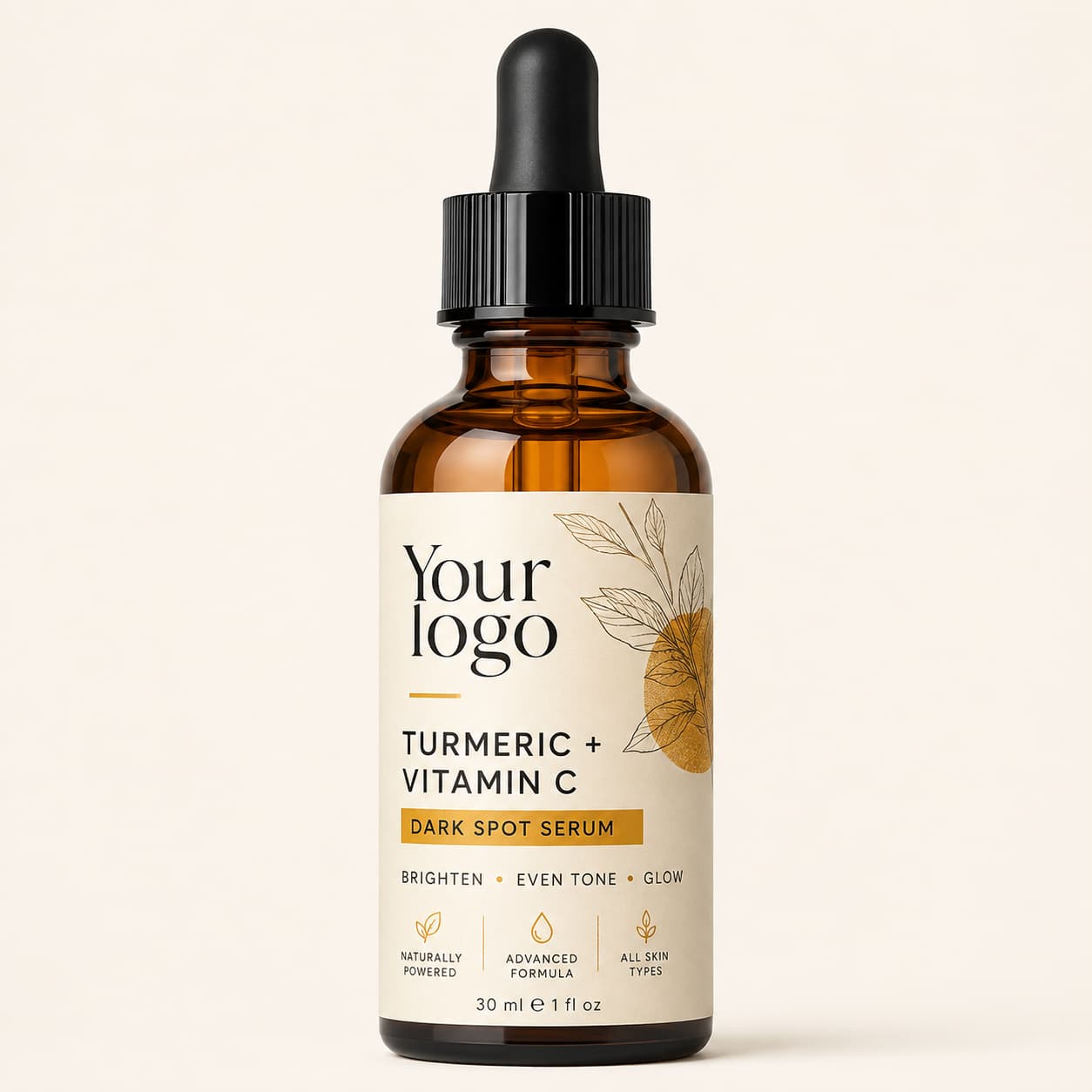 Your Logo turmeric vitamin c dark spot serum packaging reference