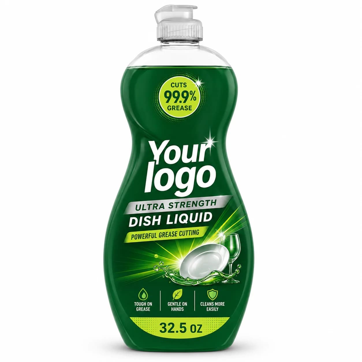 Your Logo ultra strength lemon-lime dish soap packaging reference
