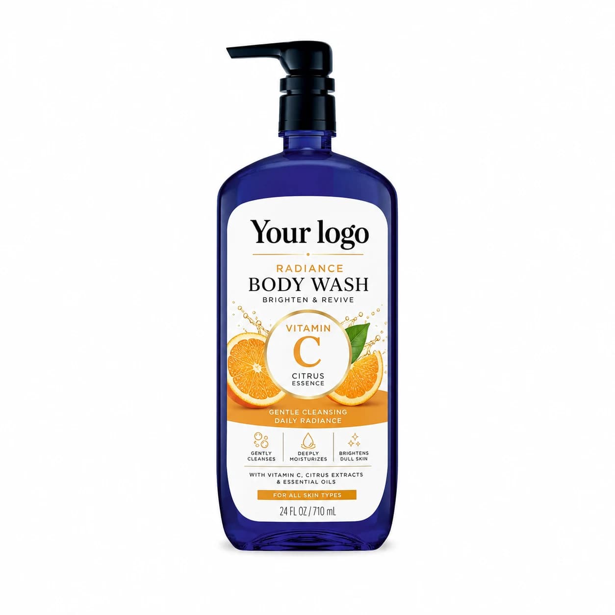 YOUR LOGO private-label vitamin c citrus radiance body wash packaging concept, 710 mL / 24 fl oz