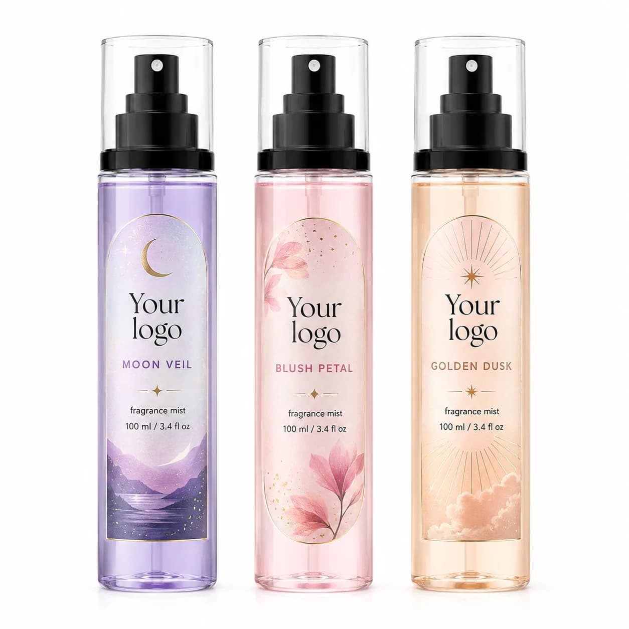 Your Logo women's body mist trio packaging reference