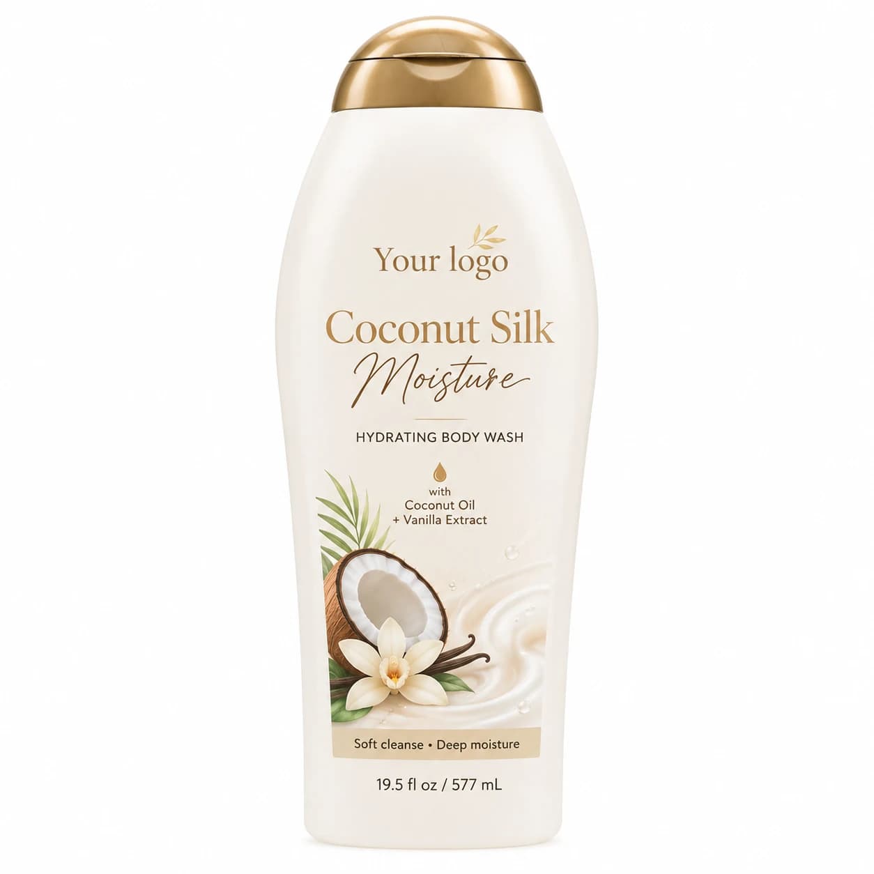 YOUR LOGO private-label coconut silk moisture body wash packaging concept, 577 mL / 19.5 fl oz