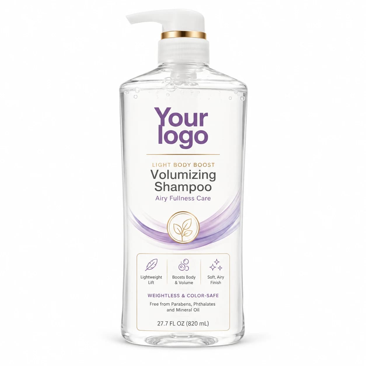 YOUR LOGO private-label light body boost volumizing shampoo packaging concept, 820 mL / 27.7 fl oz