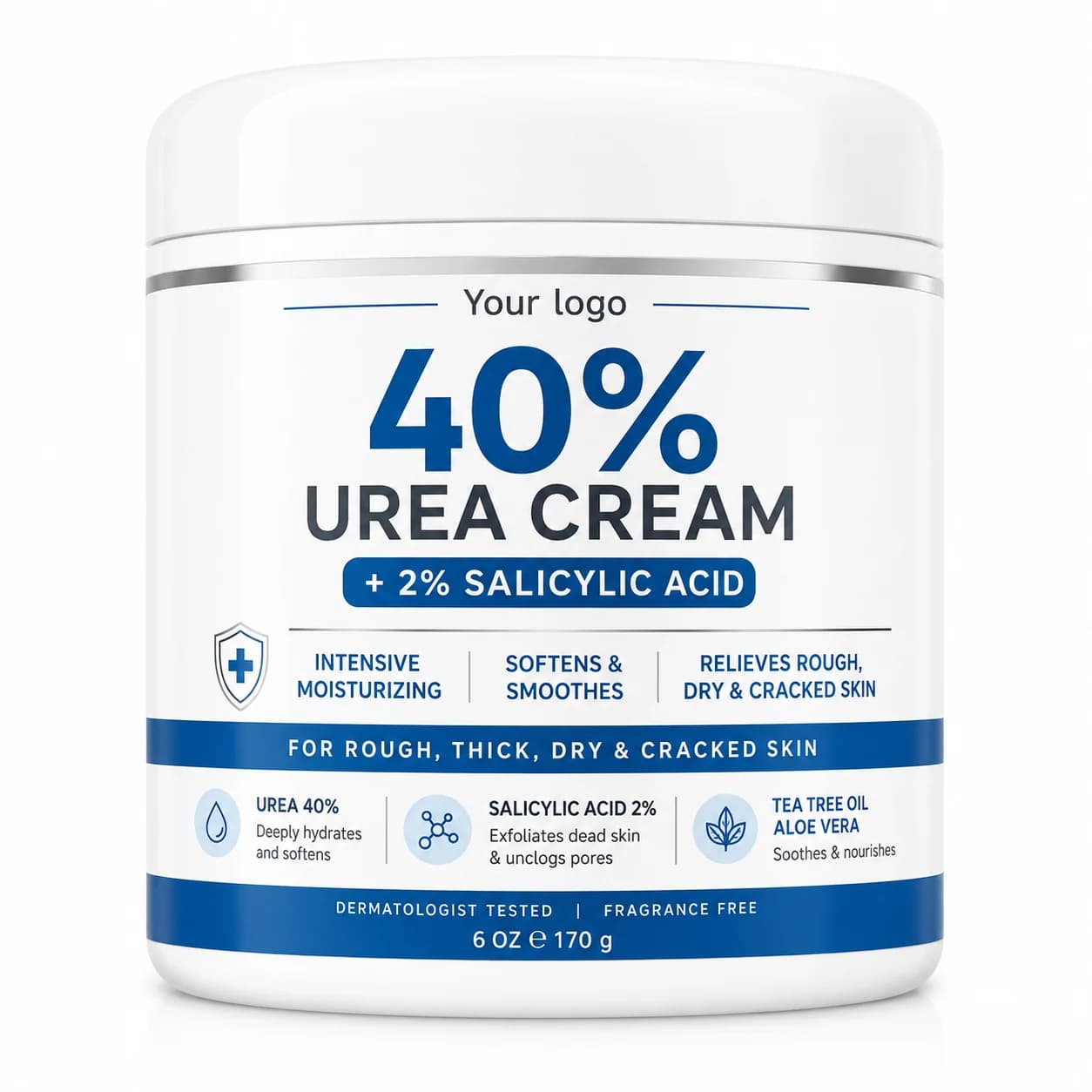 Your Logo urea cream 40% plus salicylic acid 2% for dry cracked feet skin packaging reference