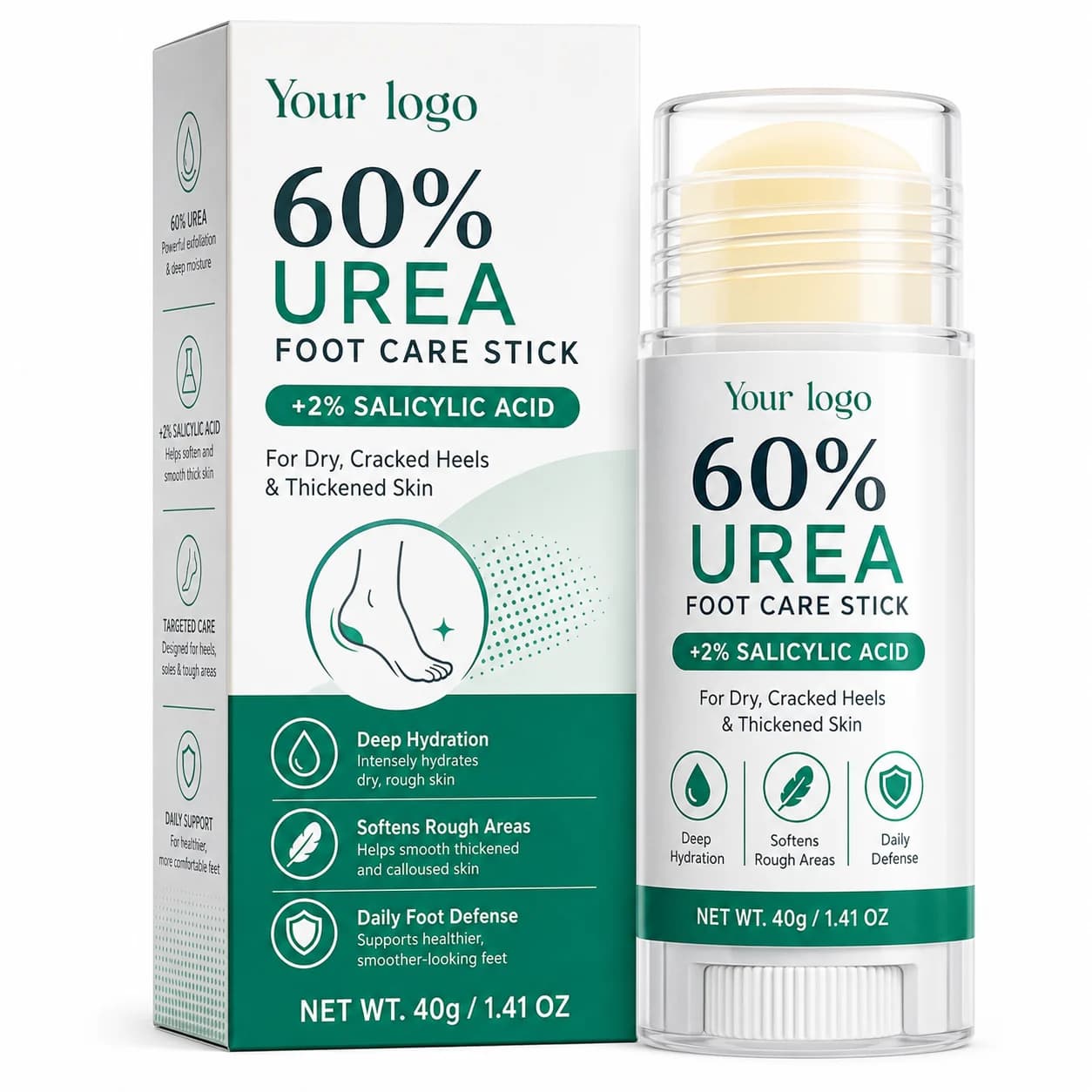 Your Logo urea cream 60% plus salicylic acid 2% urea foot care stick foot cream packaging reference